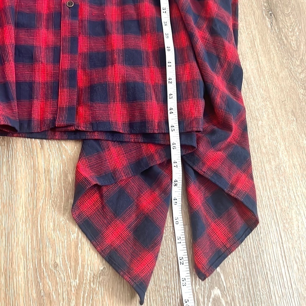 Promesa,Promenade,USA,Red Navy Plaid Cotton Button-Front Flare Midi Dress,Size L - Picture 14 of 14
